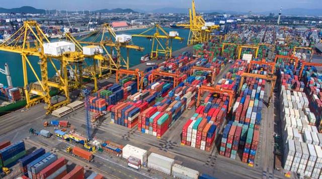 cargo being loaded onto a ship