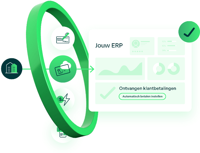 Afbeelding van een klant die een betaling uitvoert en synchroniseert met een ERP